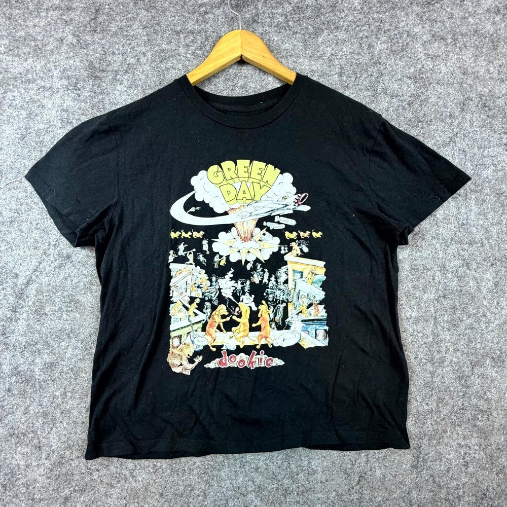 Green Day T-Shirt Unisex Large Black‎ Cotton 1994 Tour Dookie Rock Short Sleeve